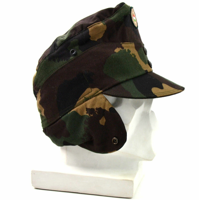 Genuine Hungarian camo army winter cap military field hat with color badge NEW