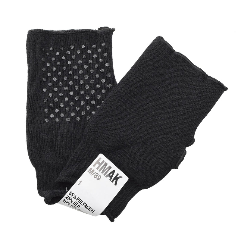 Original Danish military black gloves warmer fingerless non-slip palm army NEW