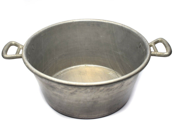 Großer Kochtopf der französischen Armee, original. Kochtopf aus Aluminium für das Militär