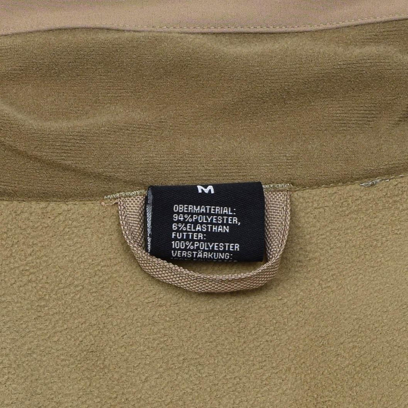 Chaqueta de senderismo a prueba de viento de Mil-tec cáscara de tormenta suave zips de vellón de vellón coyote