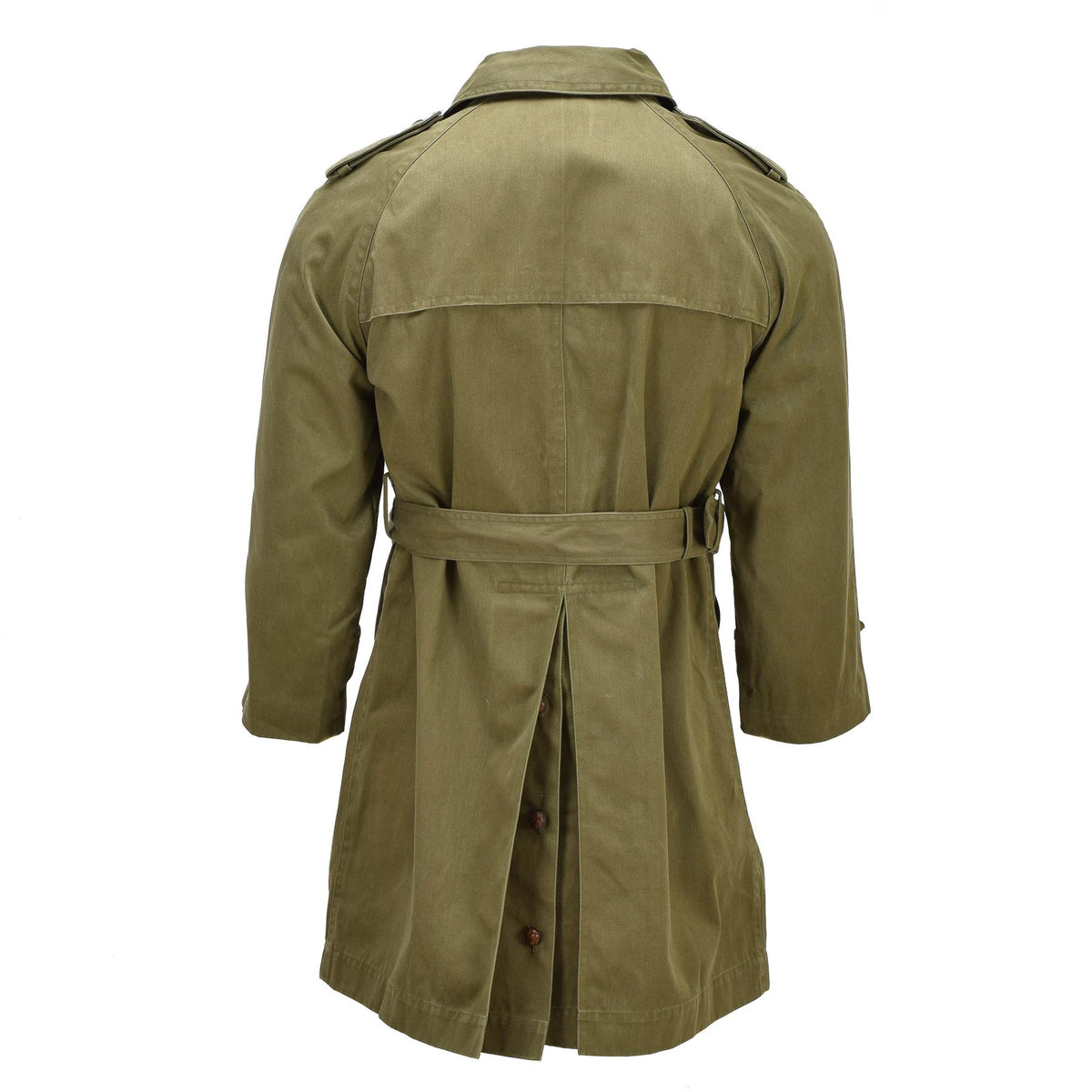 Original spanischer Militär-Trenchcoat aus Gabardine, formelles Feldbeige