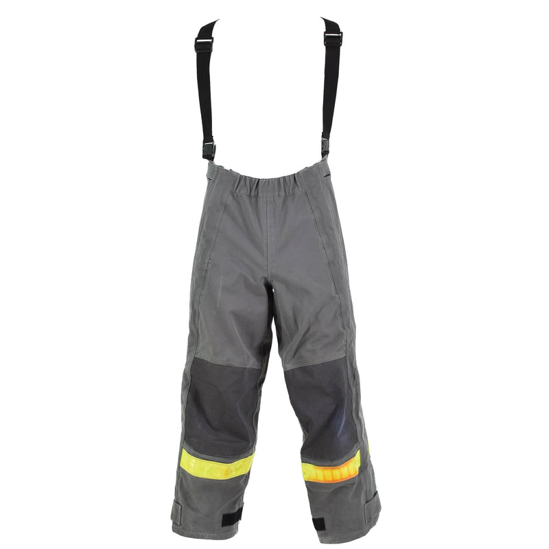 Pantaloni di protezione grigi tedeschi autentici resistenti al calore aramide bavaglino e parentesi graffe