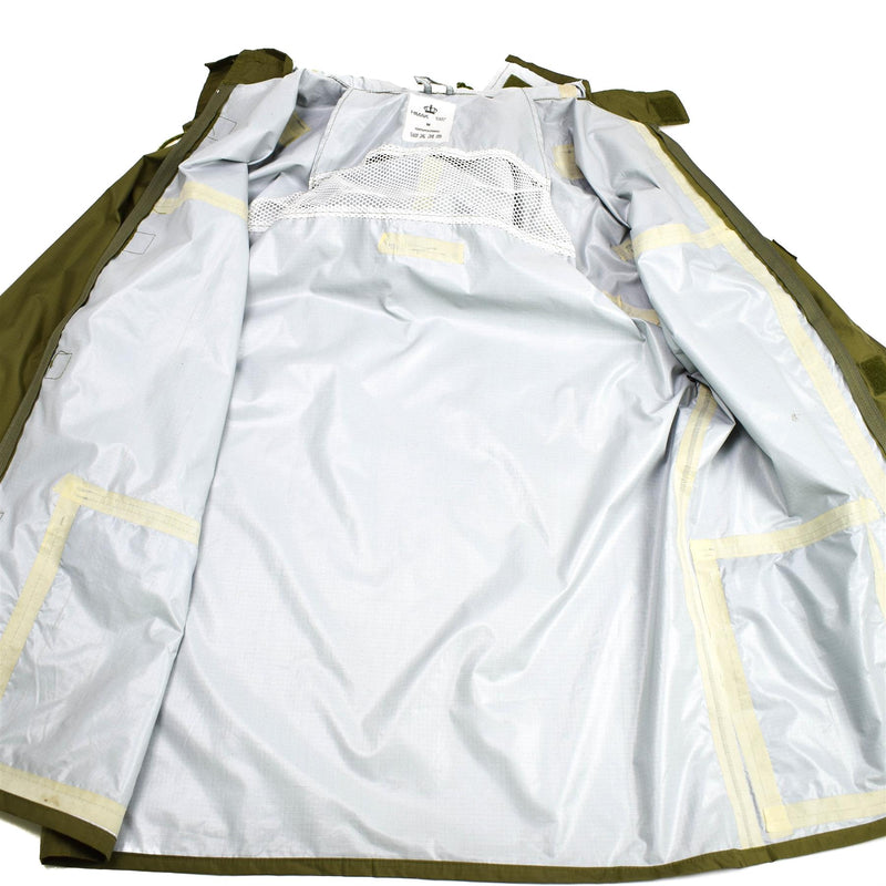 Genuino ejército danés O.D Chaqueta de clima húmedo Impleve de lluvia con capucha Dinamarca Dinamarca