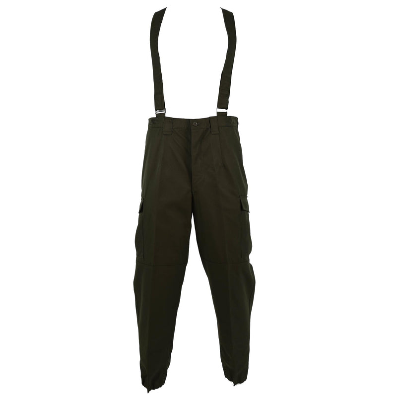 Genuine Austrian army combat pants bib military olive OD overall with braces NEW - GoMilitar