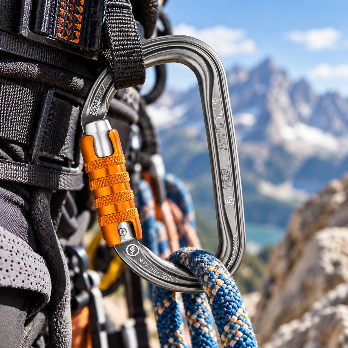 PETZL Am'D TRIACT-LOCK Moschettone in alluminio da arrampicata Chiusura automatica Grigio 27kN