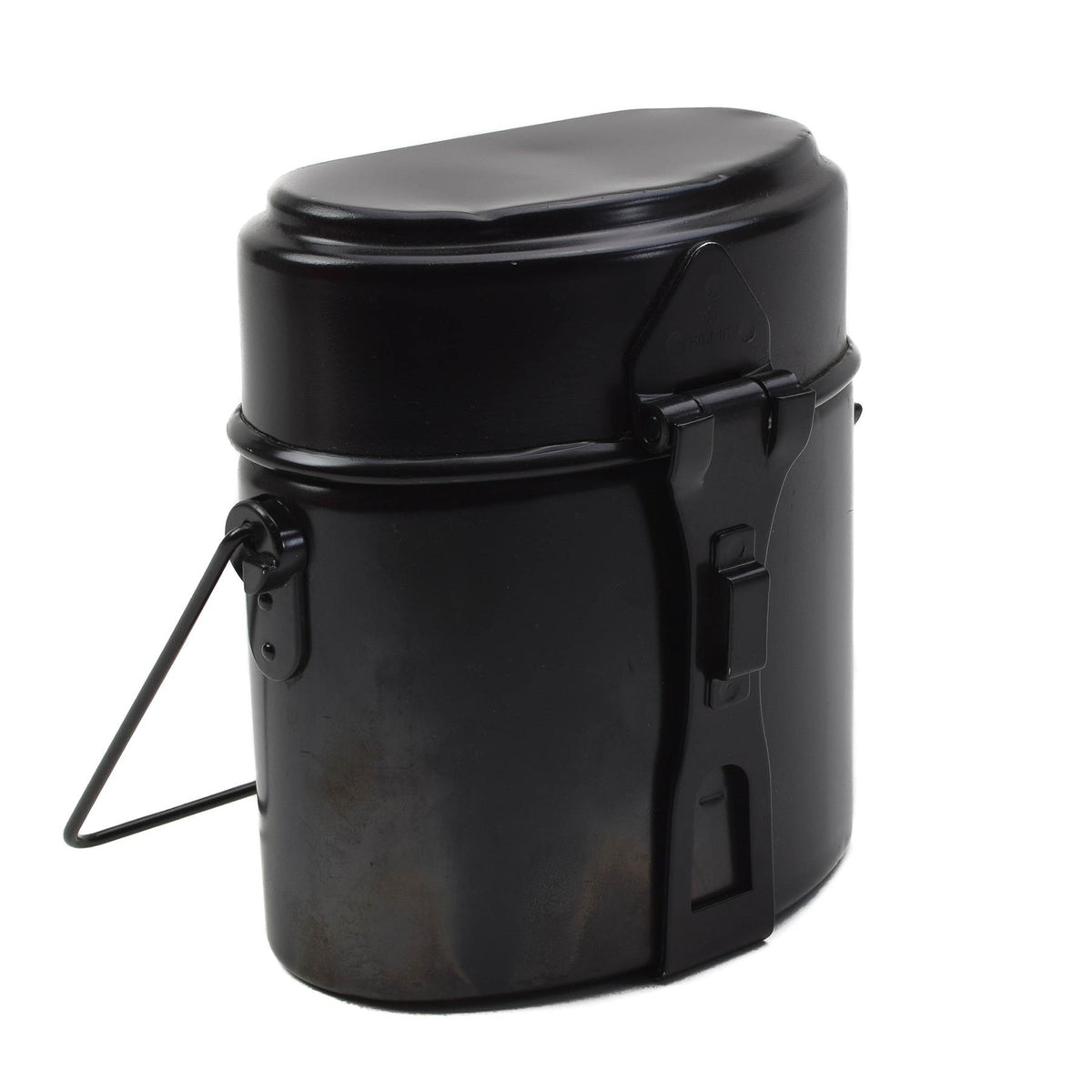 Original Swiss Army Mess Kit, 3-teiliges Aluminium-Camping-Kochset, Schwarz