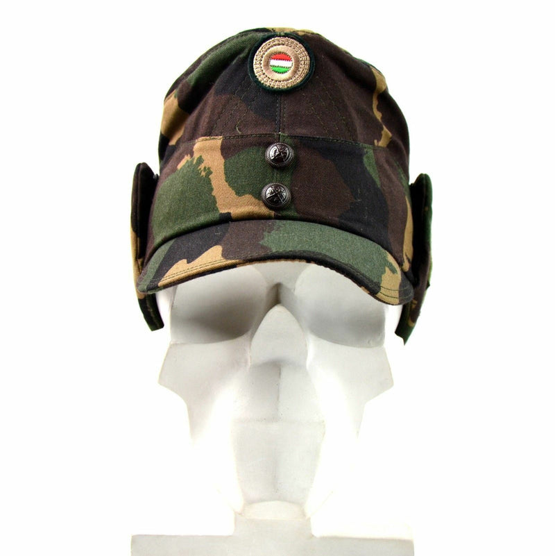 Genuine Hungarian camo army winter cap military field hat with color badge NEW