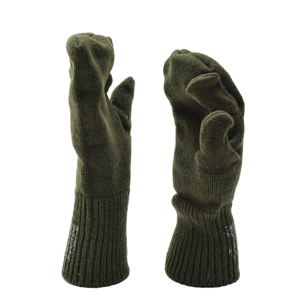 Echte US Militär Fingerhandschuhe mit Abzugsfunktion Wollwärmer grün Armee Überschuss NEU