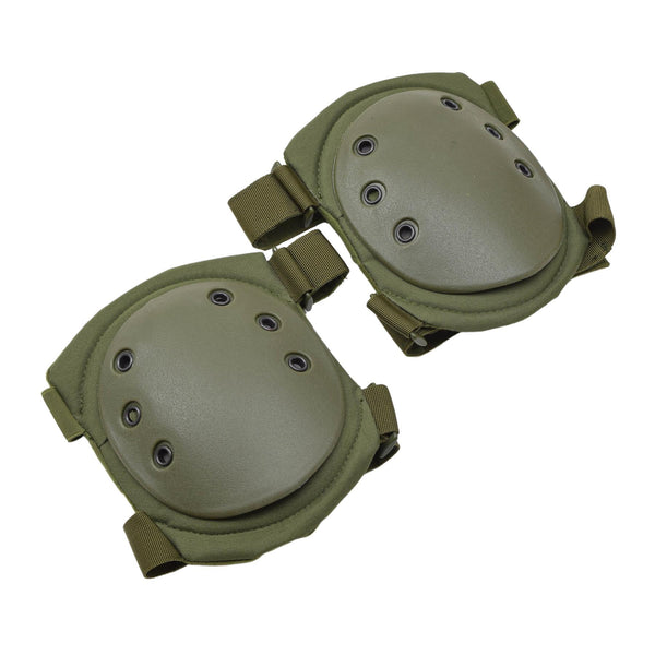 MFH military style knee pads protector hook and loop closure olive plastic shell