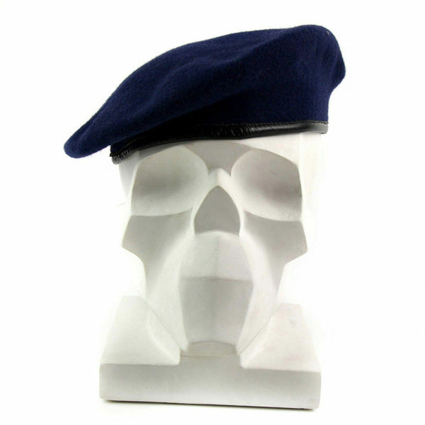 Véritable béret bleu foncé de l'armée allemande, casquette militaire de commandement en laine