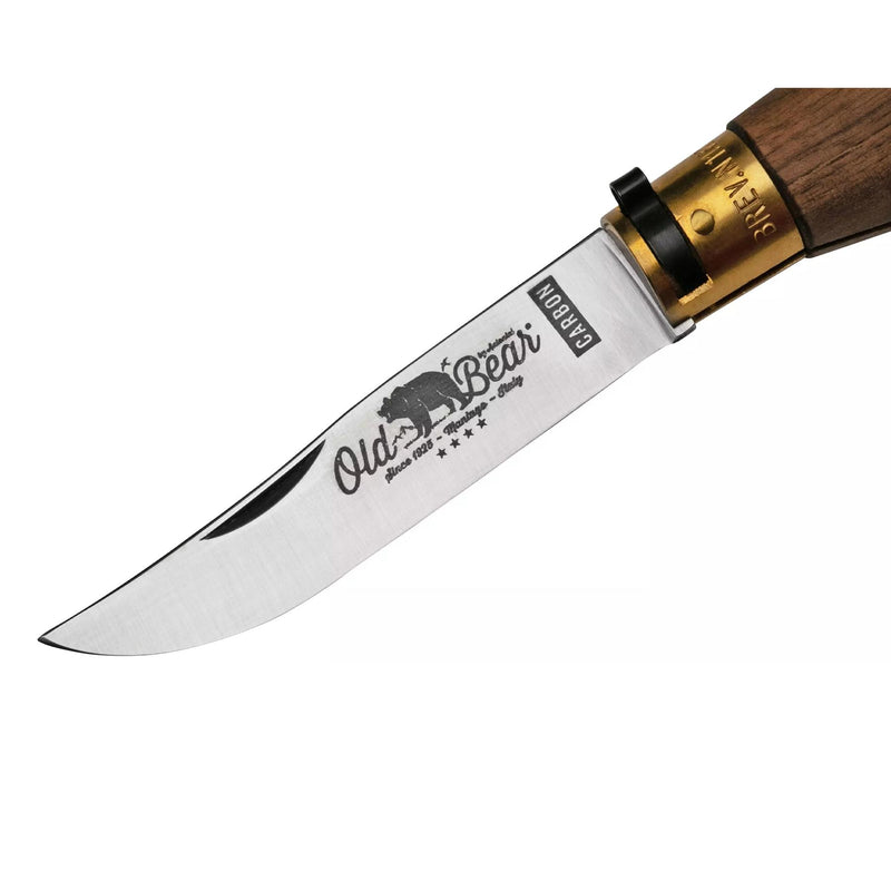 Antonini Old Bear Pocket Knife 10cm Carbon C67 Blade Walnut Wood Handle