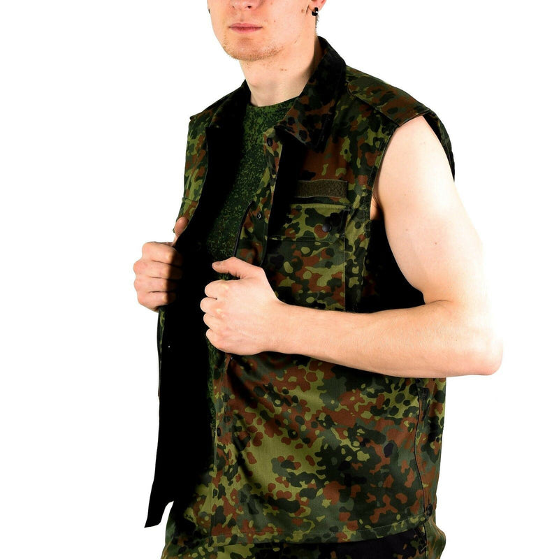 Original GERMAN ARMY VEST ZIPPED flecktarn camo tactical combat BW Army issue