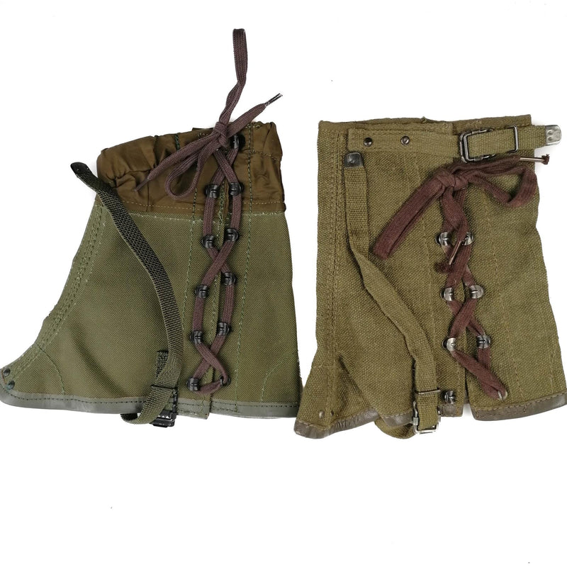 Guêtres de randonnée authentiques de l'armée italienne en toile OD olive surplus militaire M70 combat