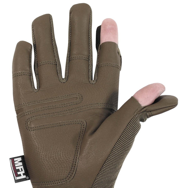 Gants tactiques de marque MFH durables pour le combat au coyote, index et pouce gratuits, respirants