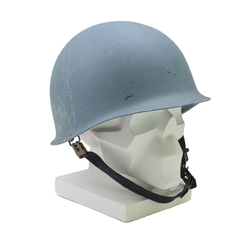 Casque militaire belge original en acier M51, combat tactique, intérieur en PVC bleu clair
