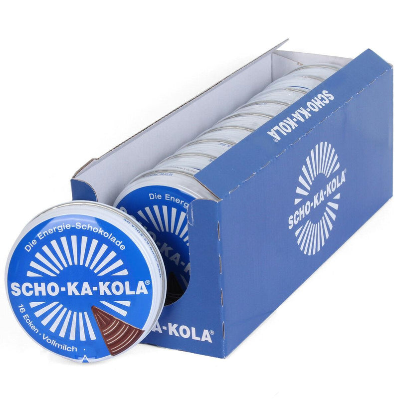 Energía alemana chocolate chocolate escolar con leche integral 100 g de estaño azul
