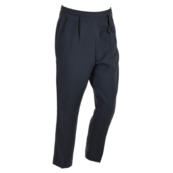 Pantaloni formali militari originali svedesi con tasche tagliate e pieghe frontali blu