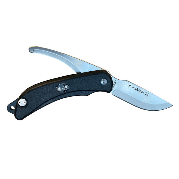 Couteau suédois EKA SwedBlade Black à deux lames, outil extrêmement tranchant en acier inoxydable