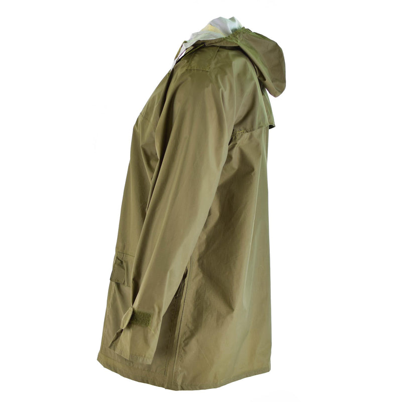 Genuino ejército danés O.D Chaqueta de clima húmedo Impleve de lluvia con capucha Dinamarca Dinamarca