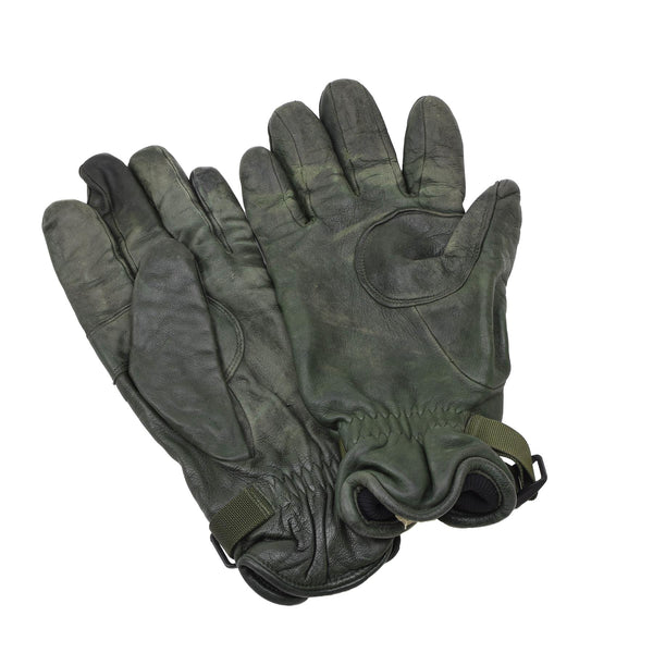 Gants en cuir d'origine britannique militaire MK II doublés vert foncé pour la protection des mains