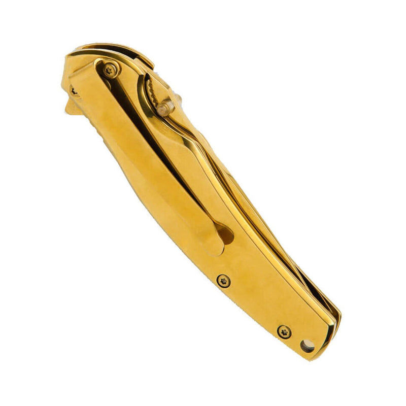 Boker Gold finger folding pocket knife anodized stainless steel 440A linerlock