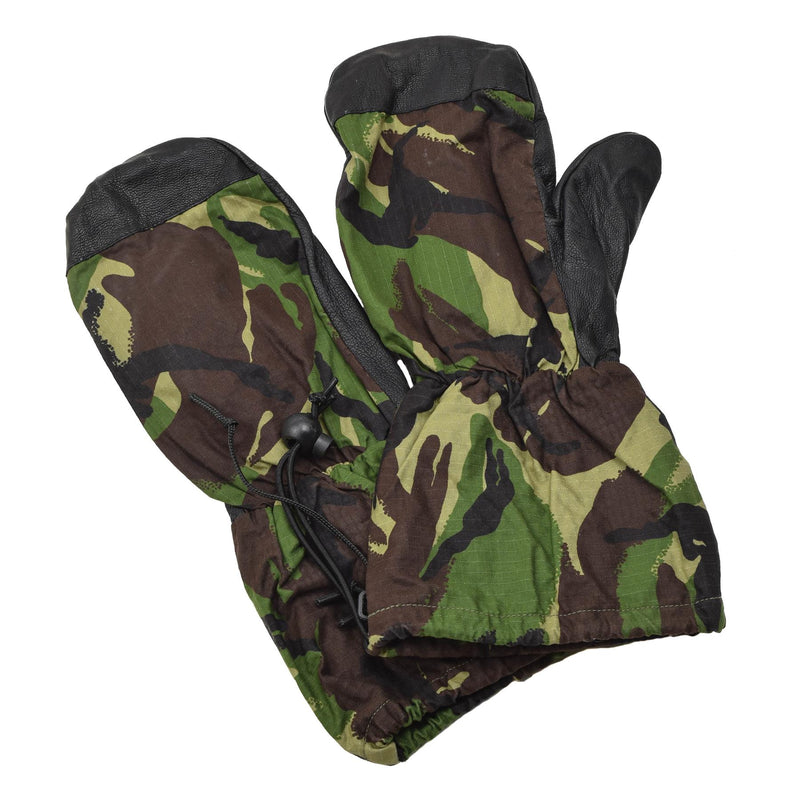 Genuine British military mittens leather palm grip DPM camouflage ripstop gloves