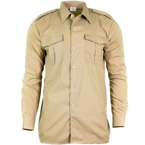 Genuina camisa del ejército belga Fatiga Surfplus Chino Caki Miltea Muny Long New