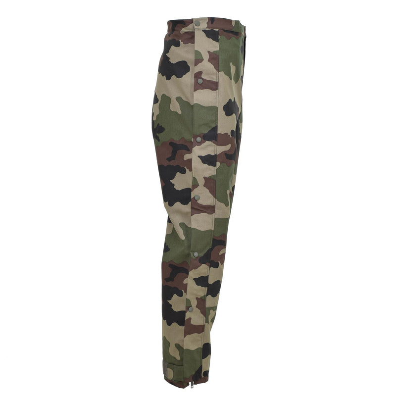Pantaloni di pioggia dell'esercito francese autentico Trilamini impermeabili in generale con parentesi graffe nuove