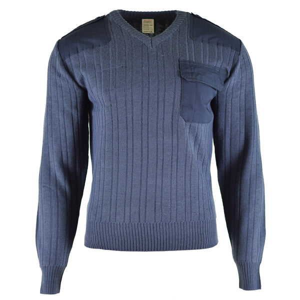 Sigerbello di maglione dell'esercito ceco originale M97 Blue Wool V-Neck Filite Orplus Nuovo