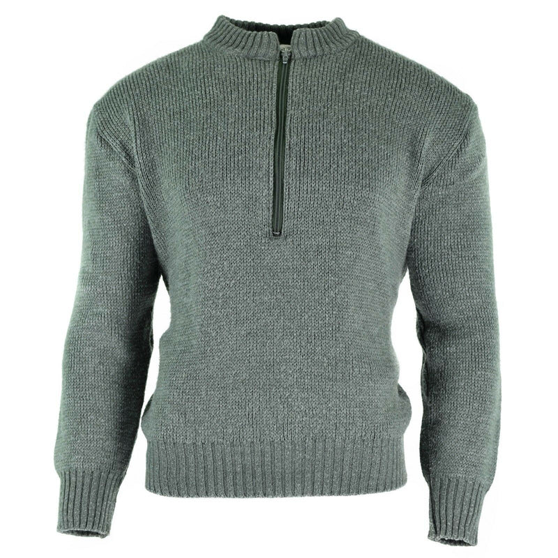 Original Swiss army pullover M74 Jumper grey virgin wool sweater with zipper