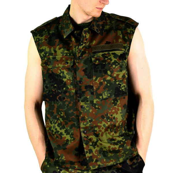 Original GERMAN ARMY VEST ZIPPED flecktarn camo tactical combat BW Army issue
