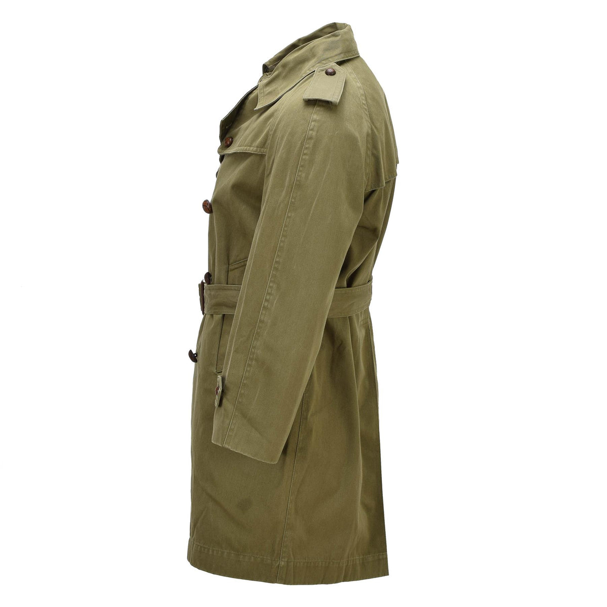 Original spanischer Militär-Trenchcoat aus Gabardine, formelles Feldbeige