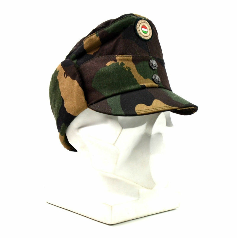 Genuine Hungarian camo army winter cap military field hat with color badge NEW
