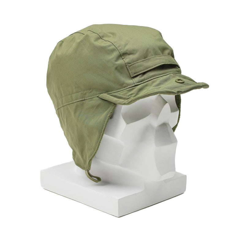 Original Dutch paratrooper hat ranger cap ear flaps brim windproof olive surplus