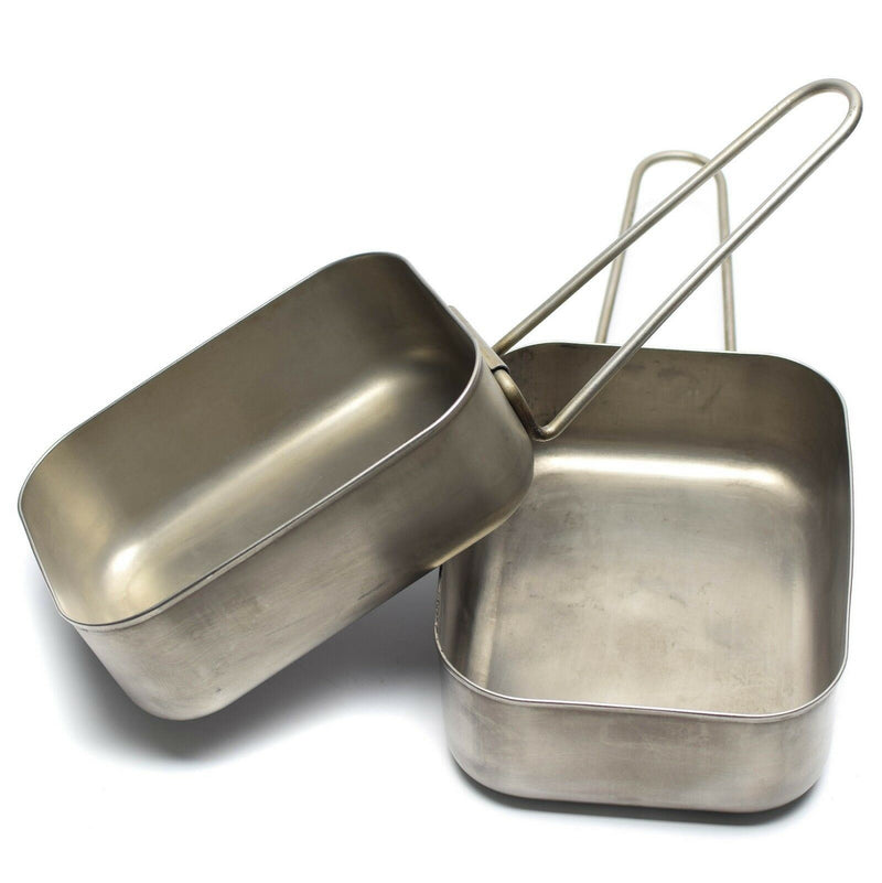 Original Dutch Military stainless steel 2pcs mess tins mess kit Cooker Military Bushcraft