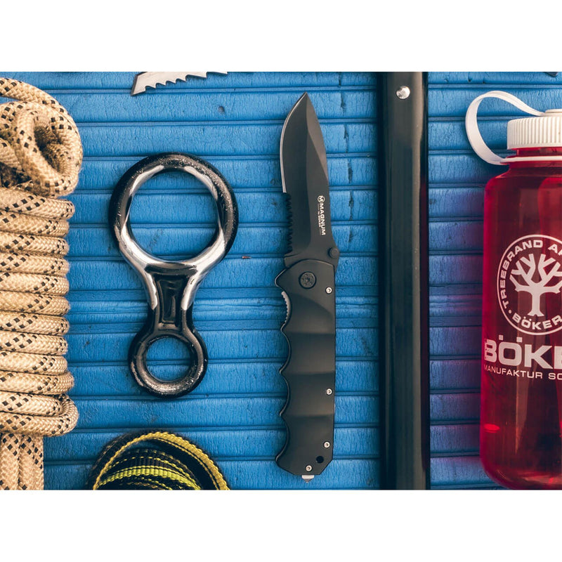 BOKER Black Spear pocket knife black coated 440A stainless steel aluminum handle
