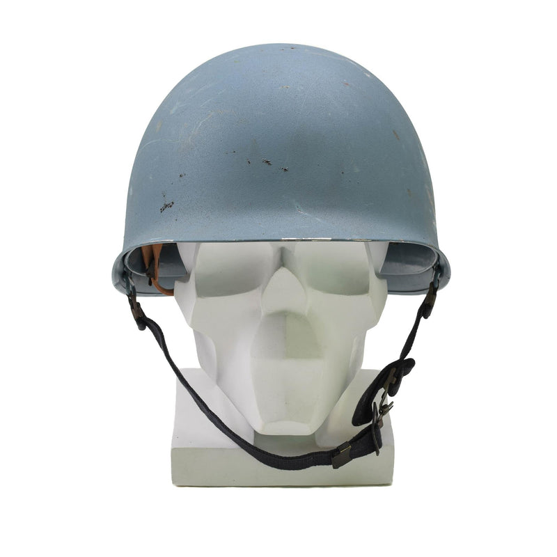 Casque militaire belge original en acier M51, combat tactique, intérieur en PVC bleu clair
