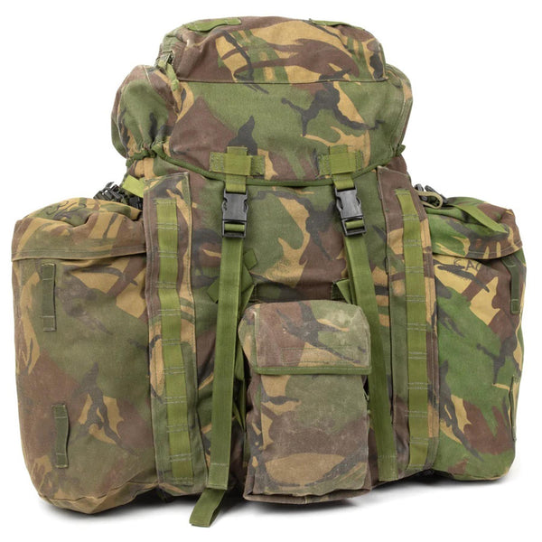Original britischer Militär-Taktikrucksack Woodland Camo 90 Liter Seitentaschen