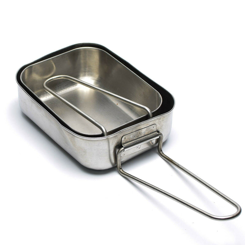 Original Dutch Military stainless steel 2pcs mess tins mess kit Cooker Military Bushcraft