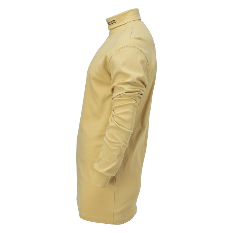 Authentique chemise de police militaire allemande légère à col roulé sable NEUF