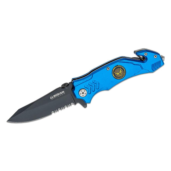 Boker Brand folding pocket knife Air Force Rescue steel 440A aluminum handle