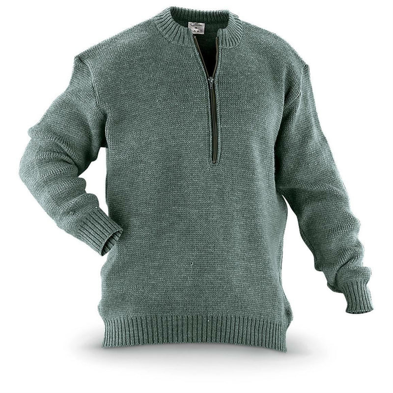 Original Swiss army pullover M74 Jumper grey virgin wool sweater with zipper