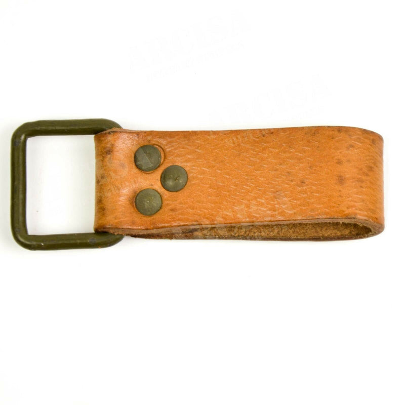 Original CZ Czech army Brown leather belt loop suspenders webbing