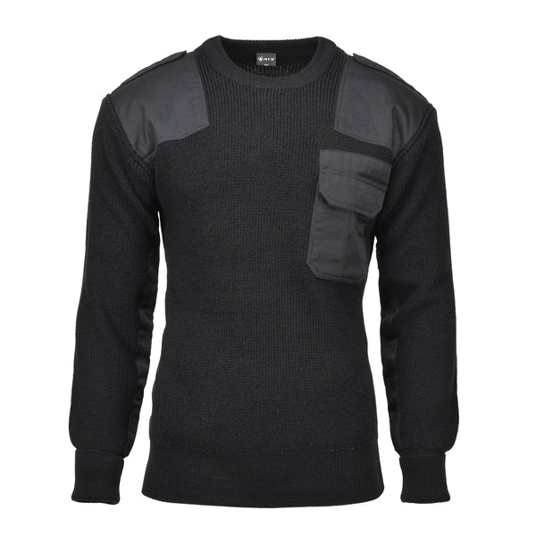 Mfh Brand Sweater Commando Commando Jumper Rib Wool Reforzado Reforzado Black New New