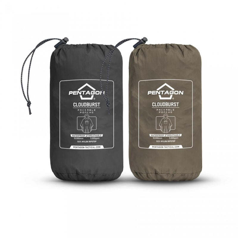 PENTAGON Cloudburst Packbarer Poncho Wasserdicht Atmungsaktiv Reflektierende Details
