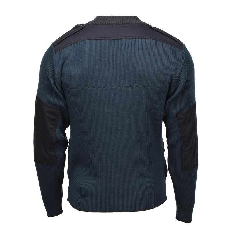 Genuine Dutch Military surplus Troyer pullover warm quarter zip blue sweater