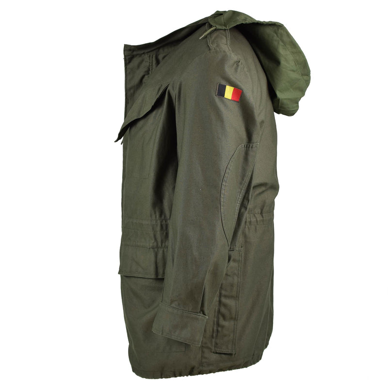 Genuine Belgian army field jacket M64 military cotton waterproof parka Olive NEW