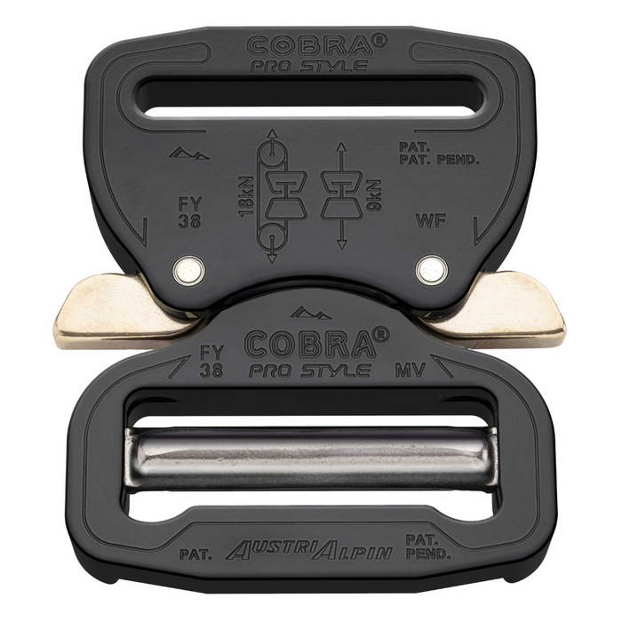 AustriAlpin COBRA PRO STYLE Belt Buckle 38mm XL Aluminium Quick Release Black - GoMilitar