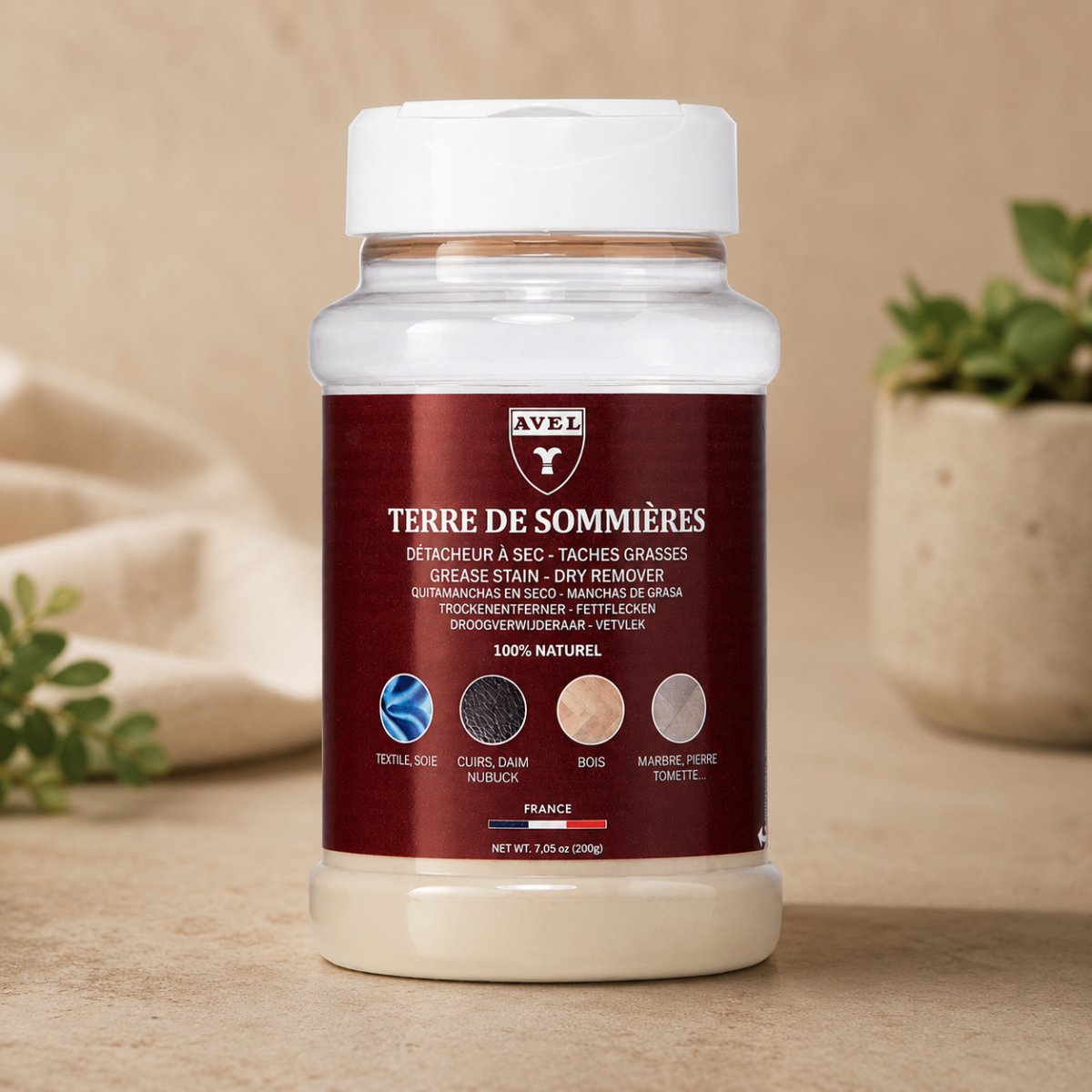 Avel Terre de Sommières Naturalny odplamiacz z tłuszczu 200g Proszek glinkowy