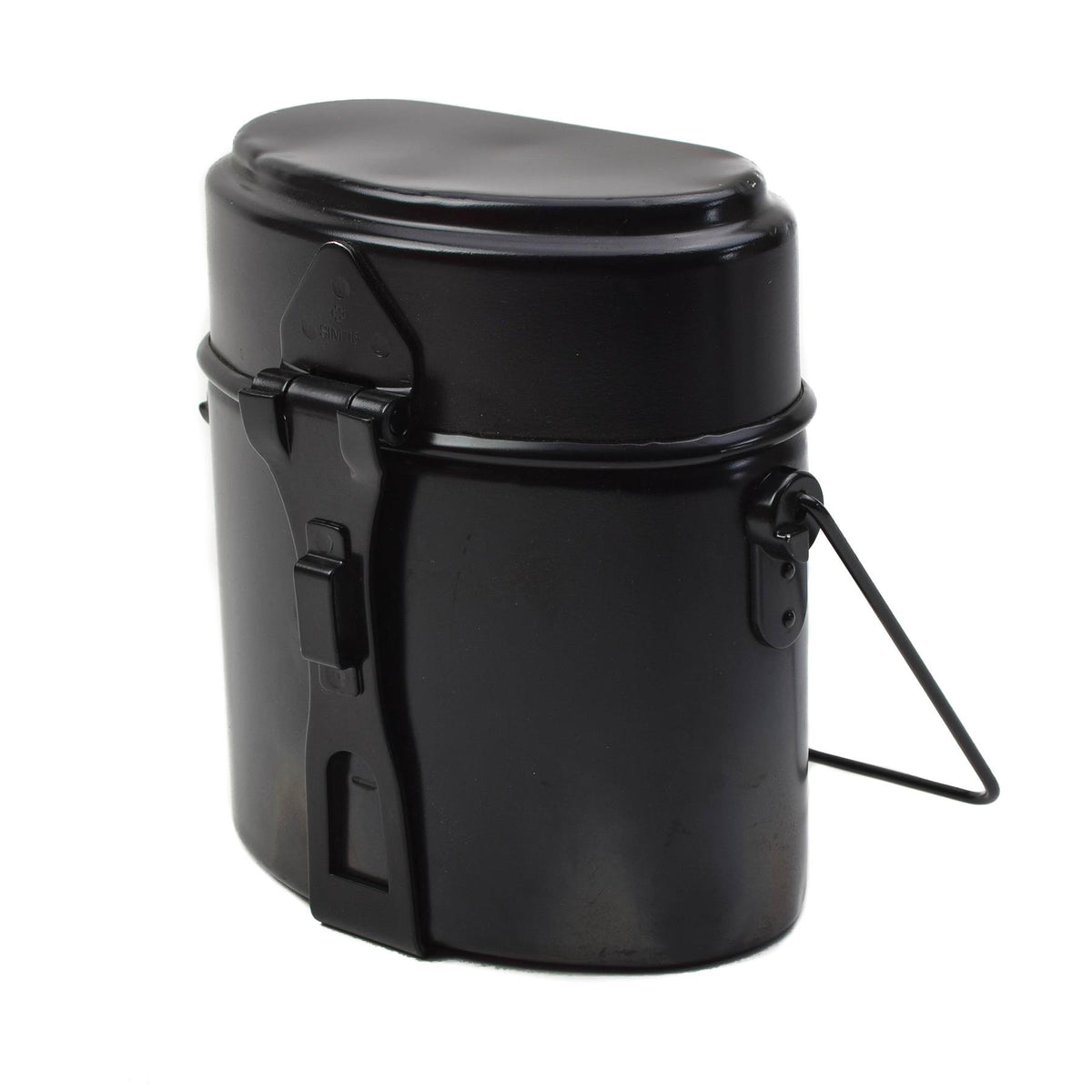 Original Swiss Army Mess Kit, 3-teiliges Aluminium-Camping-Kochset, Schwarz